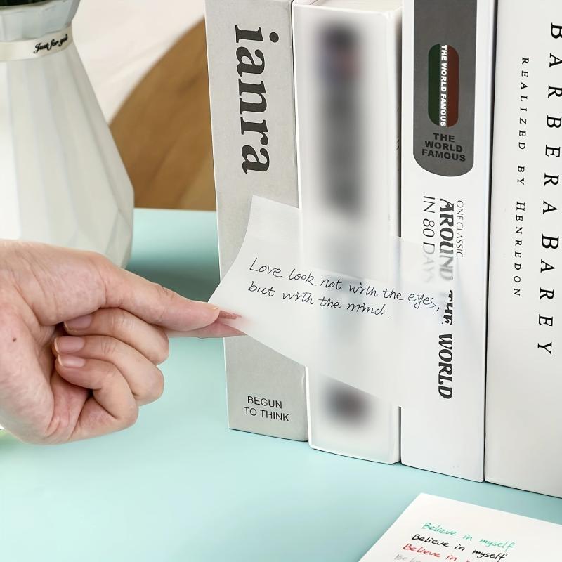 500 Sheets Transparent Waterproof Sticky Notes for Office with Message Strips
