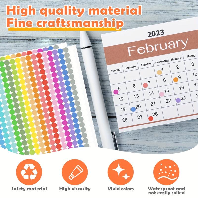6720 Colorful Round Dot Stickers in 20 Colors for Office & Classroom