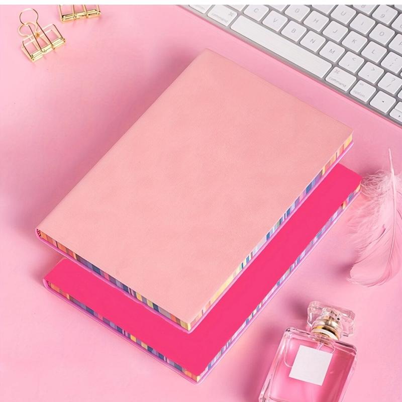 A5 A6 Rainbow Edge Notebook Student Record School Office Pink Rose Red Random