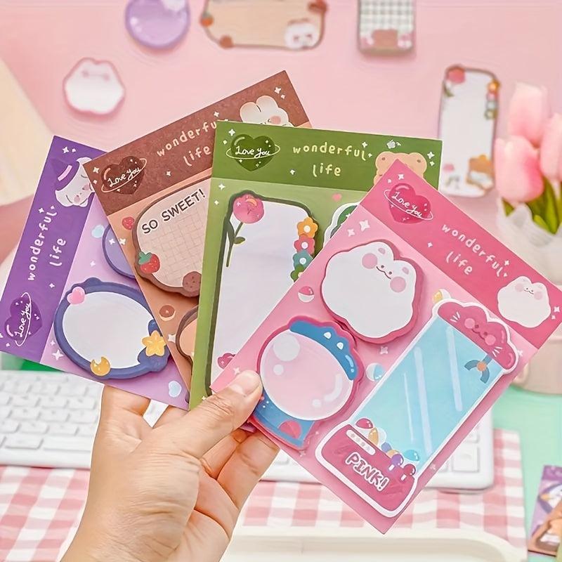 60 Sheets Cartoon Combo Rabbit And Bear Sticky Notes