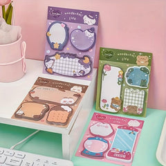 60 Sheets Cartoon Combo Rabbit And Bear Sticky Notes