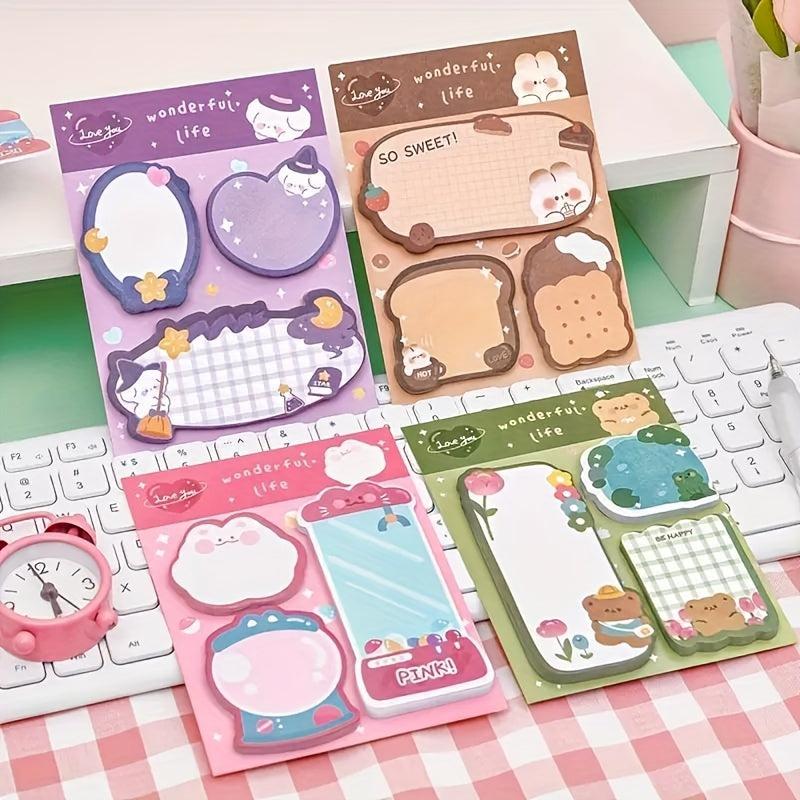 60 Sheets Cartoon Combo Rabbit And Bear Sticky Notes