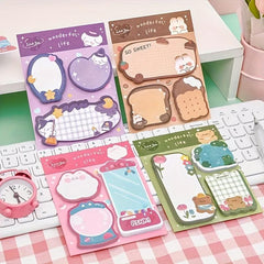 60 Sheets Cartoon Combo Rabbit And Bear Sticky Notes