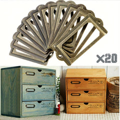 20pcs Antique Brass Drawer Metal Labels Pull Frame Handle File Name Card Holders