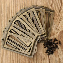 20pcs Antique Brass Drawer Metal Labels Pull Frame Handle File Name Card Holders