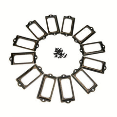 20pcs Antique Brass Drawer Metal Labels Pull Frame Handle File Name Card Holders