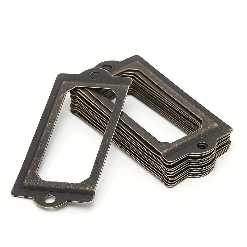 20pcs Antique Brass Drawer Metal Labels Pull Frame Handle File Name Card Holders
