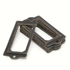 20pcs Antique Brass Drawer Metal Labels Pull Frame Handle File Name Card Holders