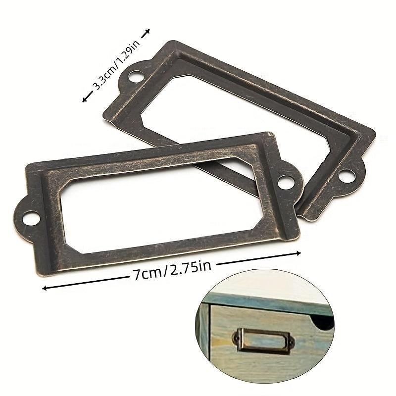 20pcs Antique Brass Drawer Metal Labels Pull Frame Handle File Name Card Holders