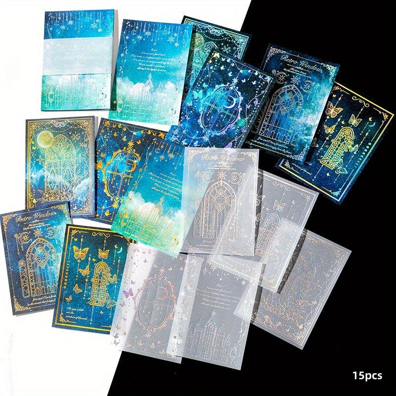 15pcs Retro Collage Handbook Background Paper Scrapbooking Diy Diary Lable