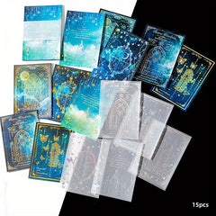 15pcs Retro Collage Handbook Background Paper Scrapbooking Diy Diary Lable
