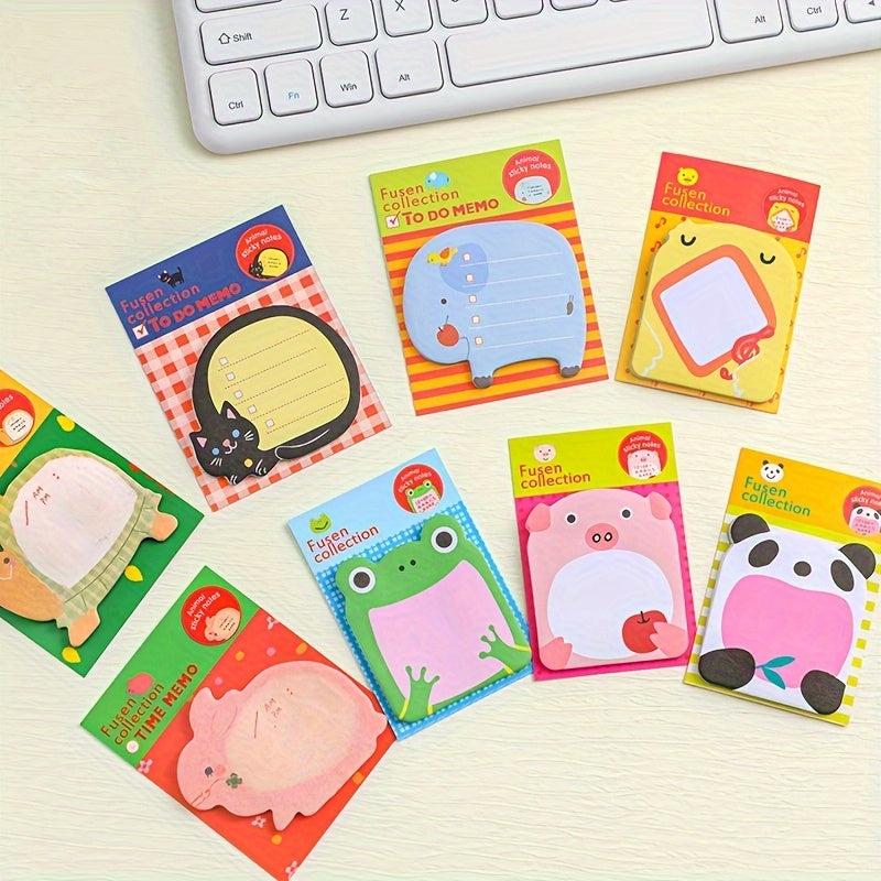 8pcs Zoo Animals Sticky Notes Set 20 Sheets Removable Self Stick 8.0cm X 5.38cm