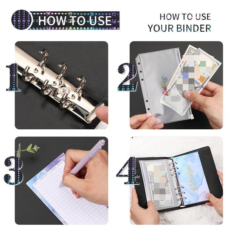 Cash Envelopes Budget Binder - PU Leather Look - Money Saving Binder