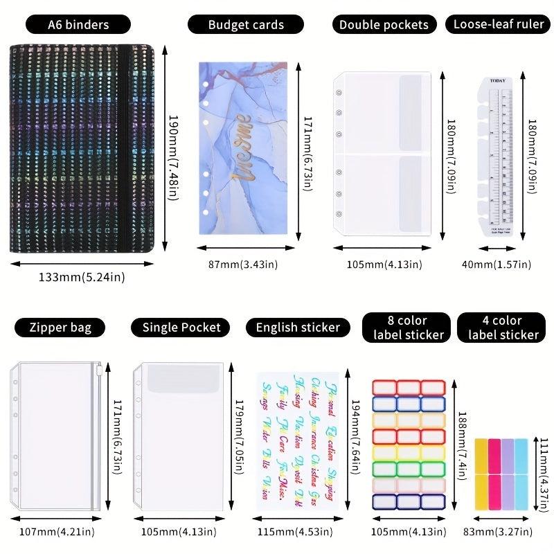 Cash Envelopes Budget Binder - PU Leather Look - Money Saving Binder