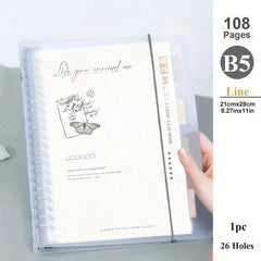 A5 B5 PP Cover Loose leaf Notebook Horizontal Line Notepad