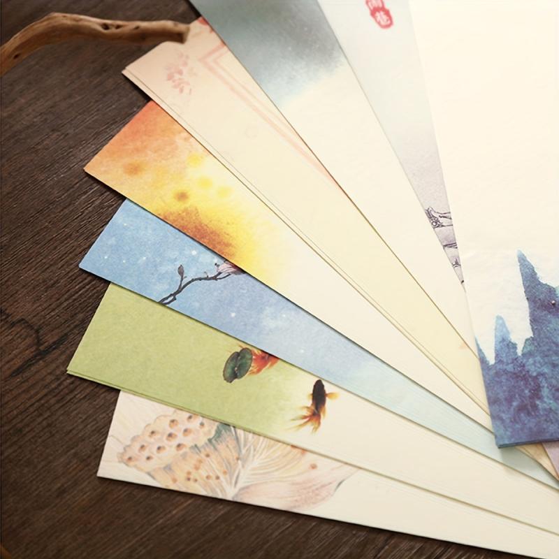 6pcs Vintage Stationary Set, Letter Paper and Envelopes, Retro Flowers Design