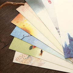 6pcs Vintage Stationary Set, Letter Paper and Envelopes, Retro Flowers Design