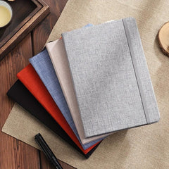 Hard Leather Office Notebook with Elastic Band & Cloth Surface