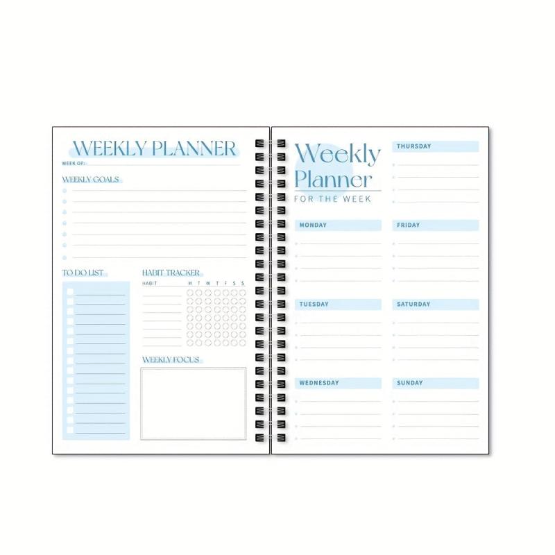 Planner Weekly & Daily Spiral Notebook 52 Weeks Agenda Journal