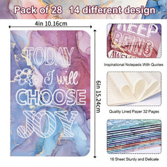 28 Mini Notebooks Inspirational Journals Bulk 32 Pages A6 Lined Notepads