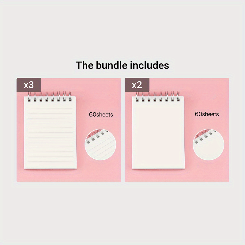 60 Sheets Mini Pocket Notebook Flip up Coil Binding Transparent Frosted Cover