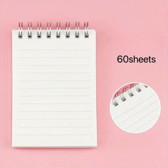 60 Sheets Mini Pocket Notebook Flip up Coil Binding Transparent Frosted Cover