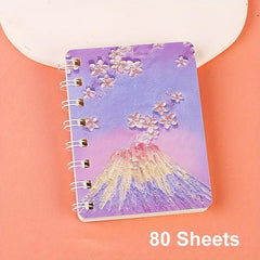 80sheets A7 Painting Landscape Coil Book Mini Pocket Notepad Diary Notebook