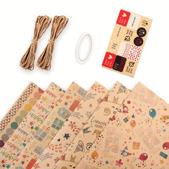 6pcs Colorful Cartoon Birthday Gift Wrapping Paper Roll