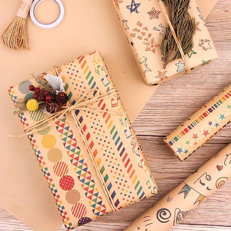 6pcs Colorful Cartoon Birthday Gift Wrapping Paper Roll