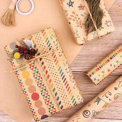 6pcs Colorful Cartoon Birthday Gift Wrapping Paper Roll