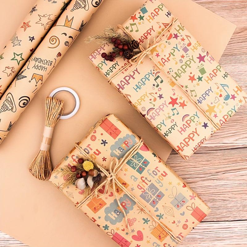 6pcs Colorful Cartoon Birthday Gift Wrapping Paper Roll