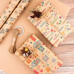 6pcs Colorful Cartoon Birthday Gift Wrapping Paper Roll