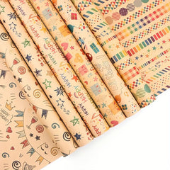 6pcs Colorful Cartoon Birthday Gift Wrapping Paper Roll
