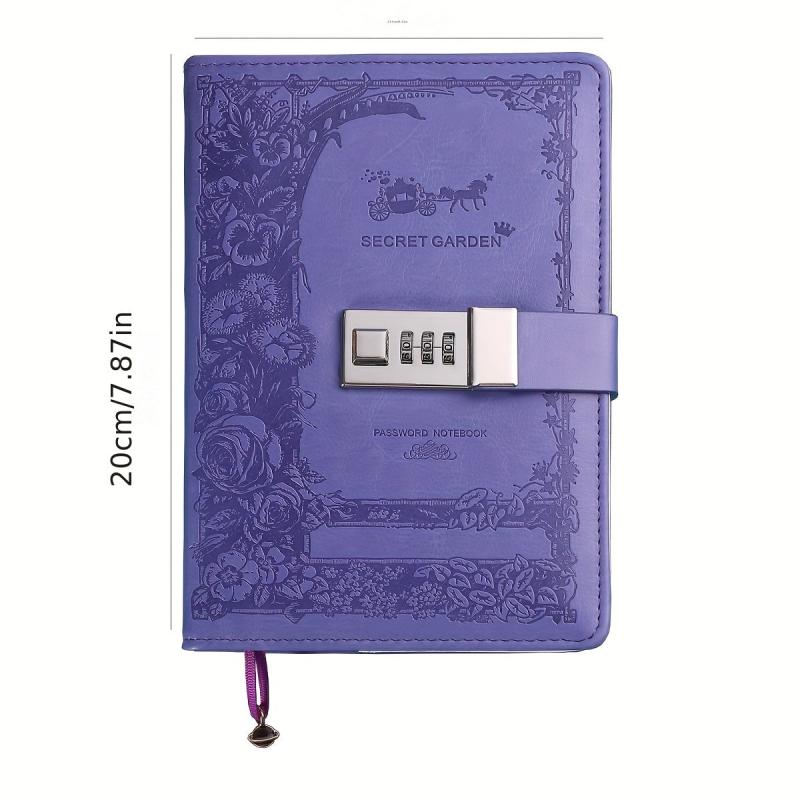 Art Retro Password Book With Lock Diary Notebook for Students