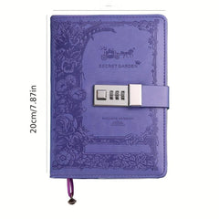 Art Retro Password Book With Lock Diary Notebook for Students