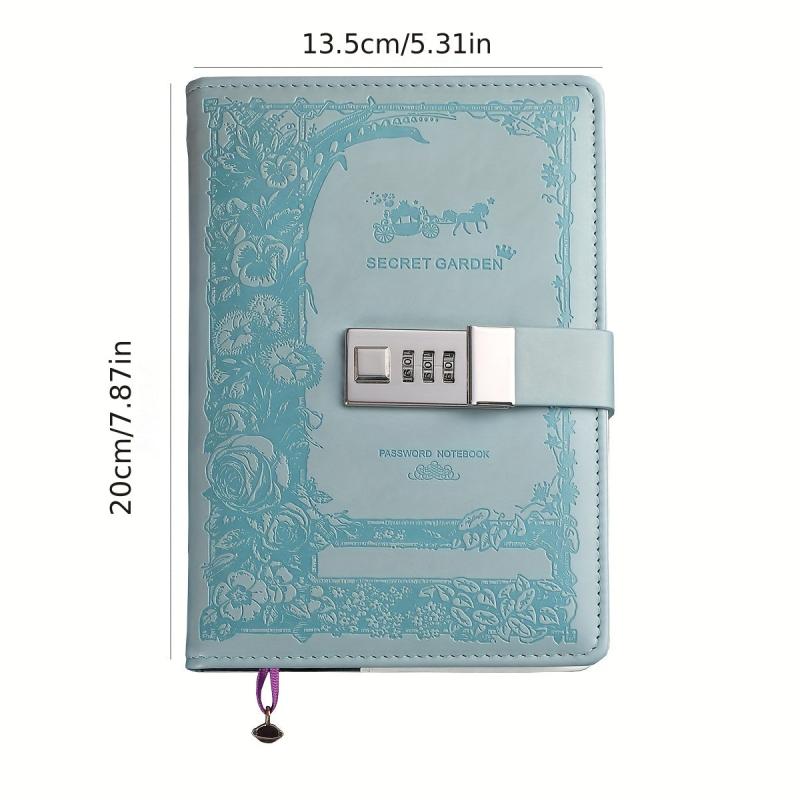 Art Retro Password Book With Lock Diary Notebook for Students