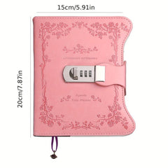 Art Retro Password Book With Lock Diary Notebook for Students