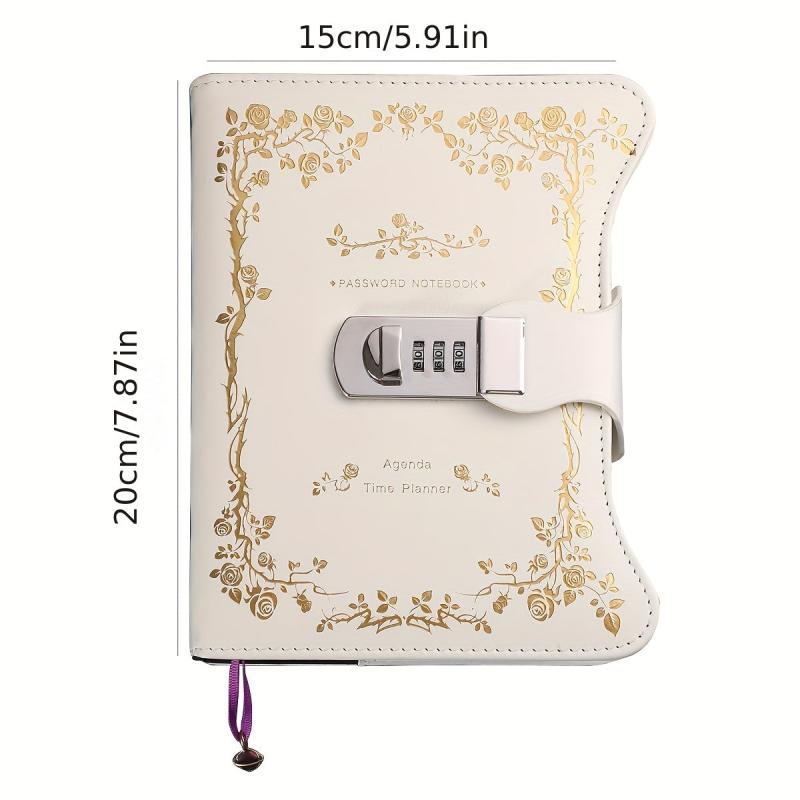 Art Retro Password Book With Lock Diary Notebook for Students