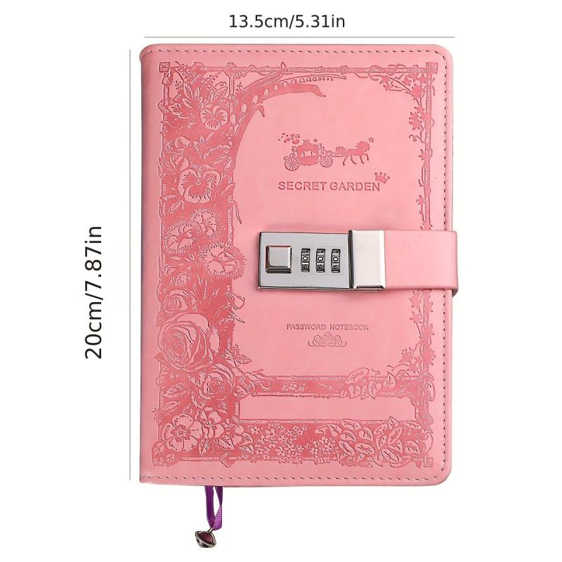 Art Retro Password Book With Lock Diary Notebook for Students
