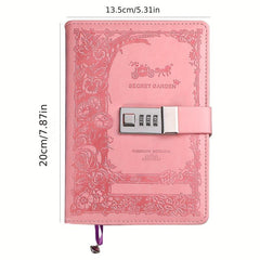 Art Retro Password Book With Lock Diary Notebook for Students