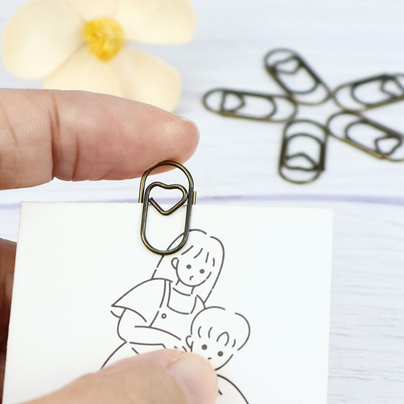 20pcs Heart Paperclip Stainless Steel Wire Small Love Heart Shaped Paper Clips