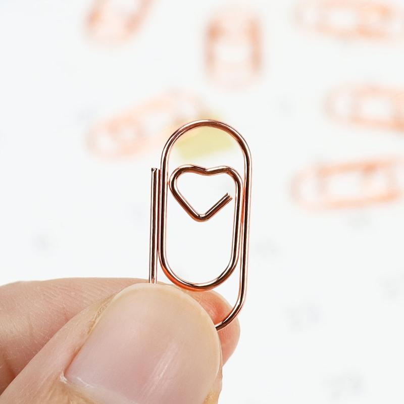 20pcs Heart Paperclip Stainless Steel Wire Small Love Heart Shaped Paper Clips