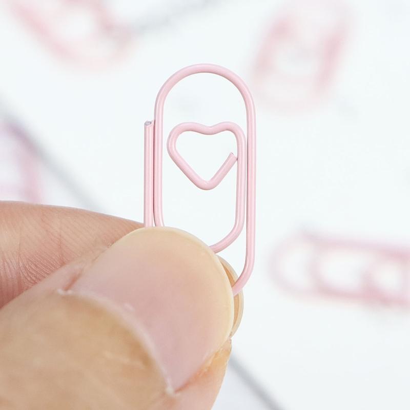 20pcs Heart Paperclip Stainless Steel Wire Small Love Heart Shaped Paper Clips
