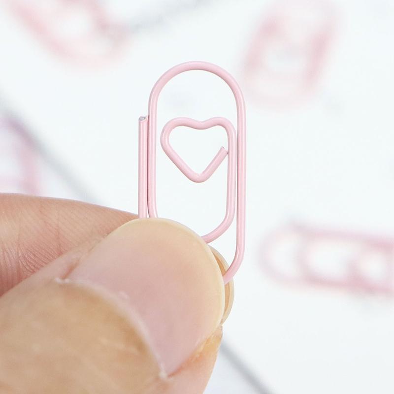 20pcs Heart Paperclip Stainless Steel Wire Small Love Heart Shaped Paper Clips