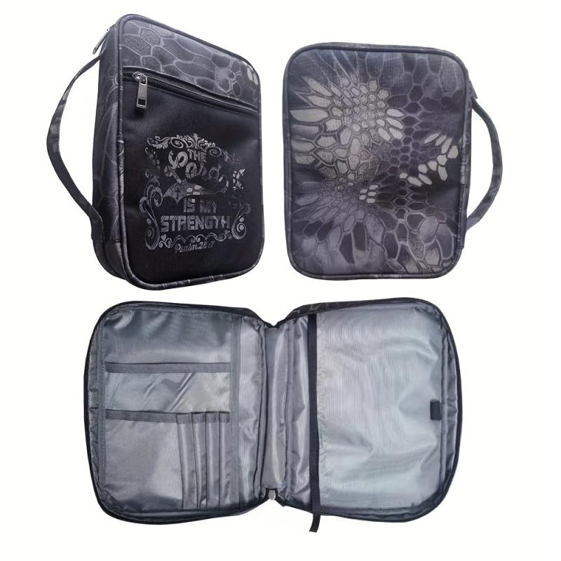 Bible Cover Carrying Case with Handle and Zippered Pocket