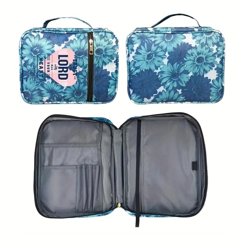 Bible Cover Carrying Case with Handle and Zippered Pocket