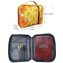 Bible Cover Carrying Case with Handle and Zippered Pocket