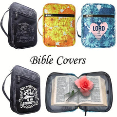 Bible Cover Carrying Case with Handle and Zippered Pocket