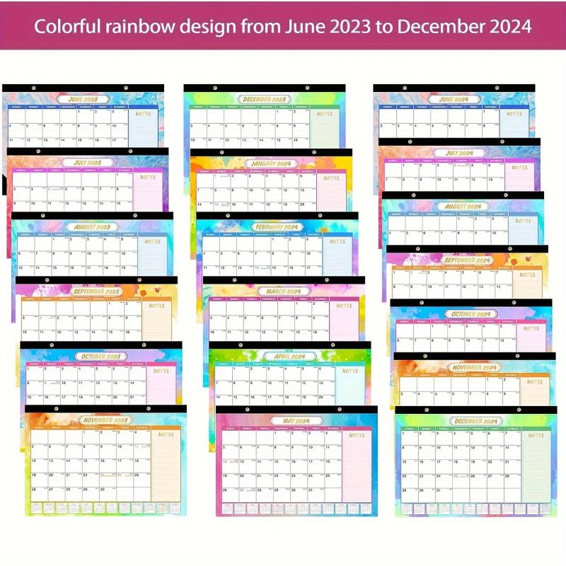 18-Month Academic Desk Calendar, Julian Dates, School Home Office