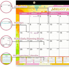 18-Month Academic Desk Calendar, Julian Dates, School Home Office